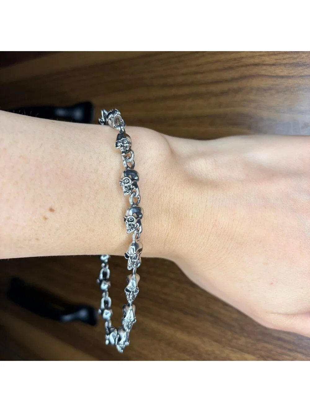 Silver Skull Bracelet y2k A-22